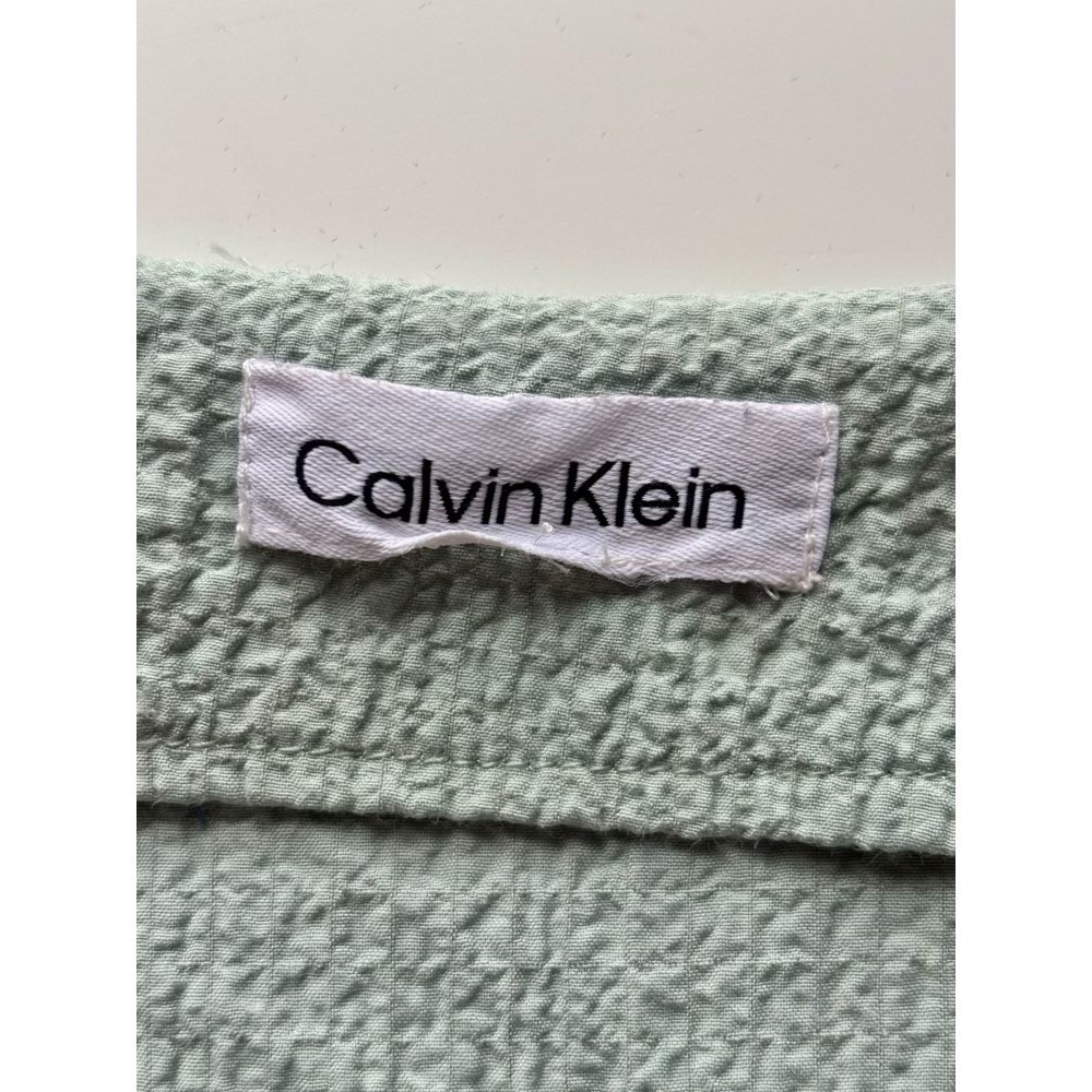 Calvin Klein Button-Down Shirtdress Balloon Sleeves Green Sz L Preppy Beach Work - Picture 2 of 13